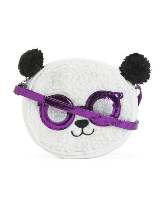 LIMITED TOO Girls Panda Crossbody pom , glitter details zip closure