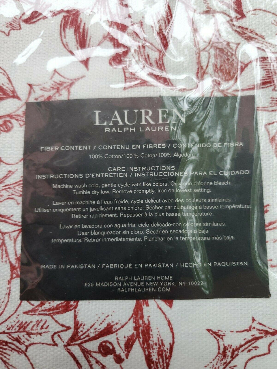 Ralph Lauren Christmas Holiday Red Poinsettia Fabric Placemats Decor Set of 4