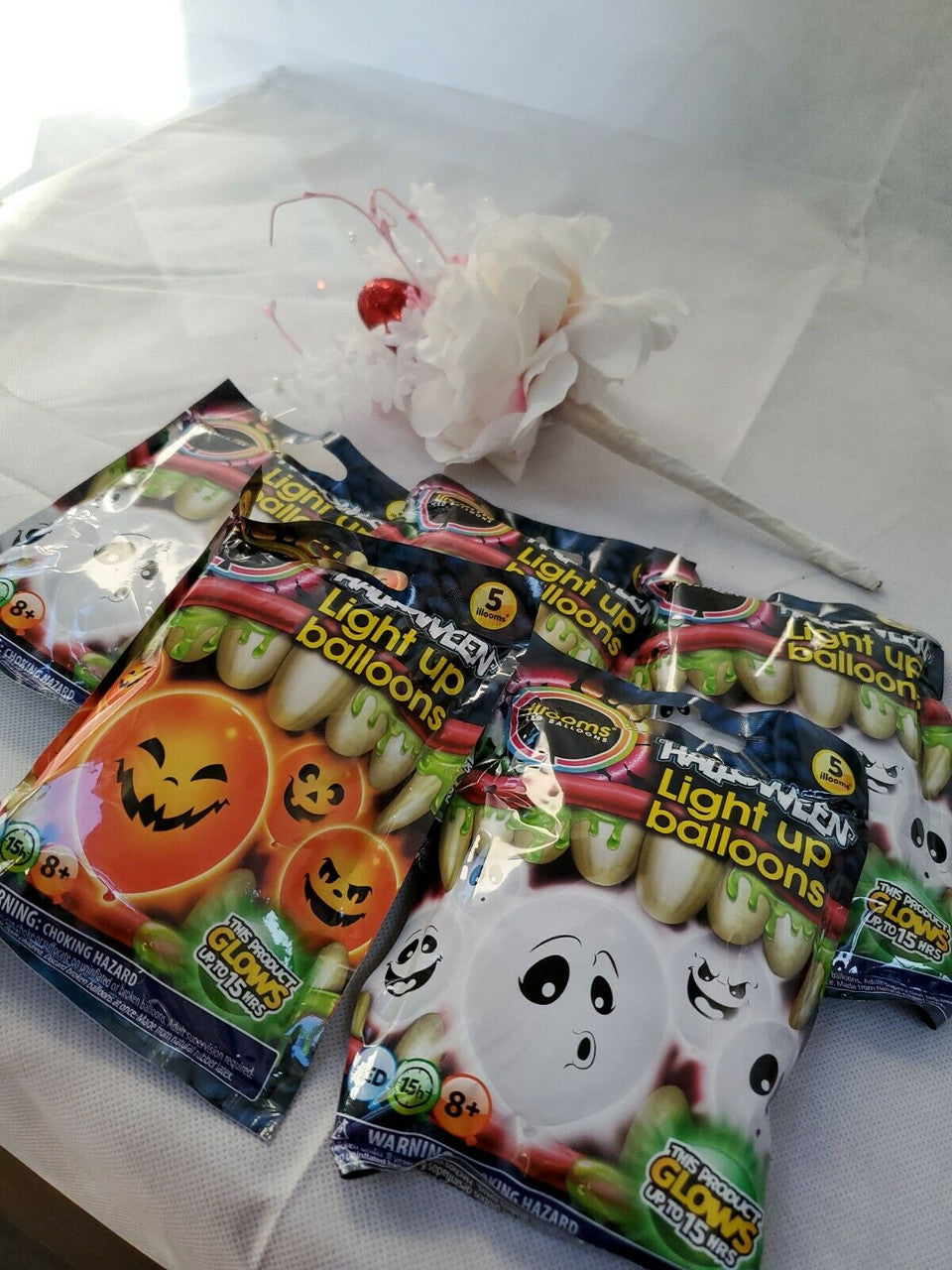 Illooms Led Balloons Light Up Balloons Halloween Ghost Lot of 5 packages