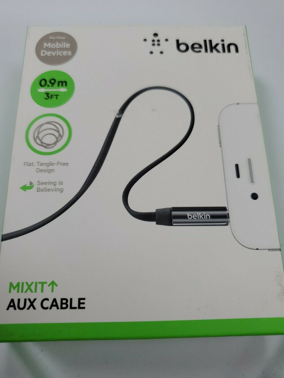 Belkin Mixit AUX Cable  3 ft For Mobile Devices Black Tangle free