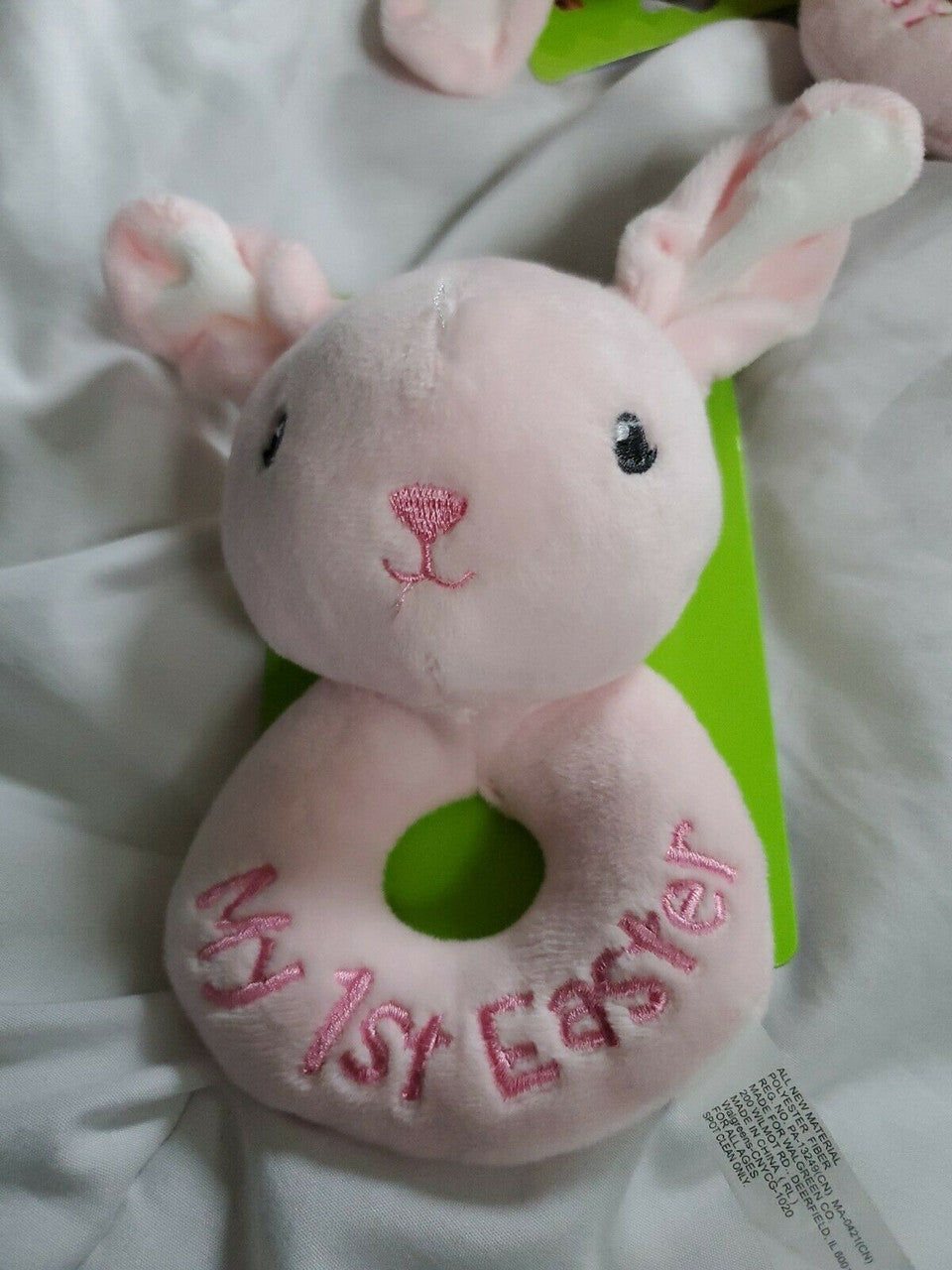 Happy Go Fluffy- "My First Easter" Soft Baby Rattle Pink