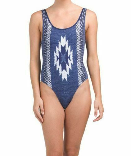 Peace Tribe Print Blue White Rip Curl Women Swimsuit Size XS One-Piece
