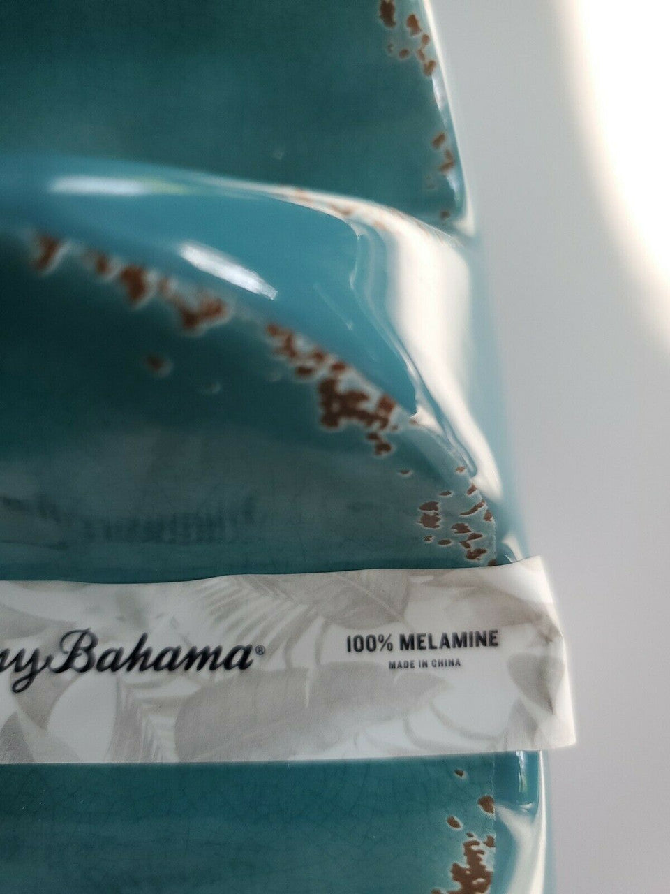 TOMMY BAHAMA Turquoise Melamine Crackle Taco Holder Tray Set of 2