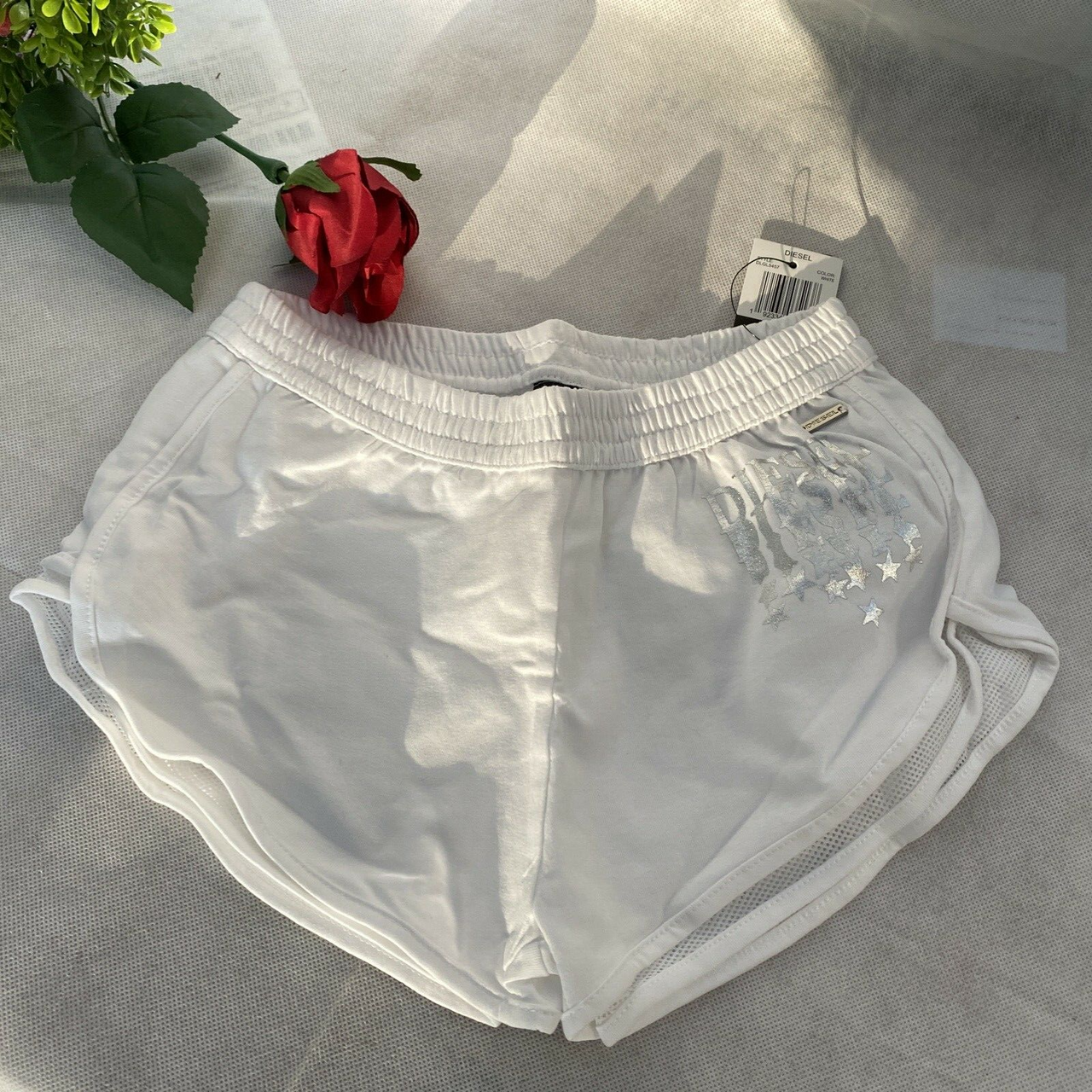 Diesel little Girls Pull on mesh Shorts 6x white silver