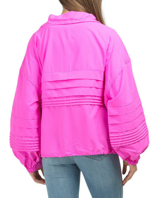 Free People Spring Windbreaker Jacket Large Pink Zip Coat Lightweight