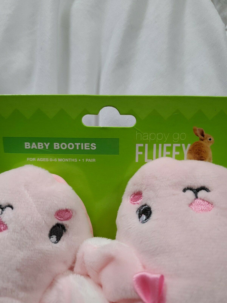 Baby Bunny Fluffy Booties 0-6 Months Pink - 1 Pair