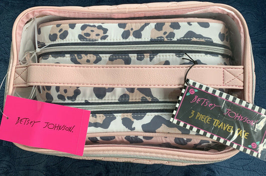 Betsey Johnson Blush 3Pc Cosmo Bag