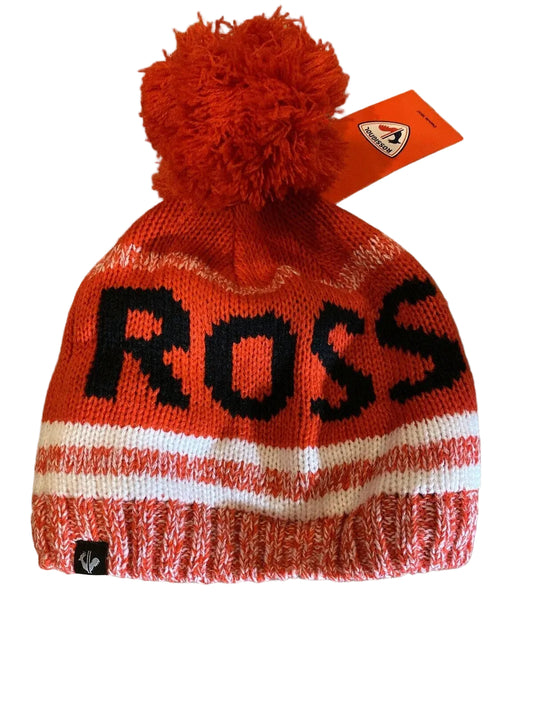 Rossignol L3 GAB graphic beanie with pompom in 304 Crimson red, bold winter knit hat