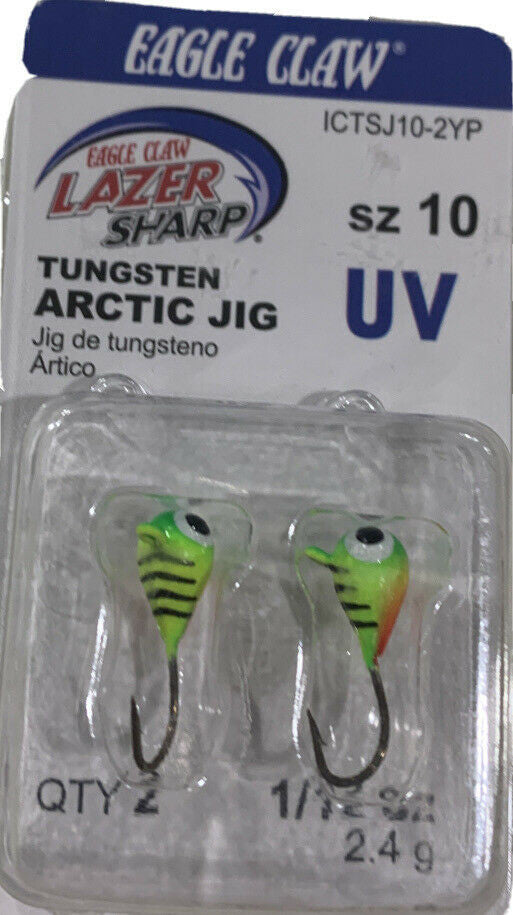 Eagle Claw Lazer Sharp Tubgsten Arctic Jig Sz 10  UV ICTSJ10-2YP