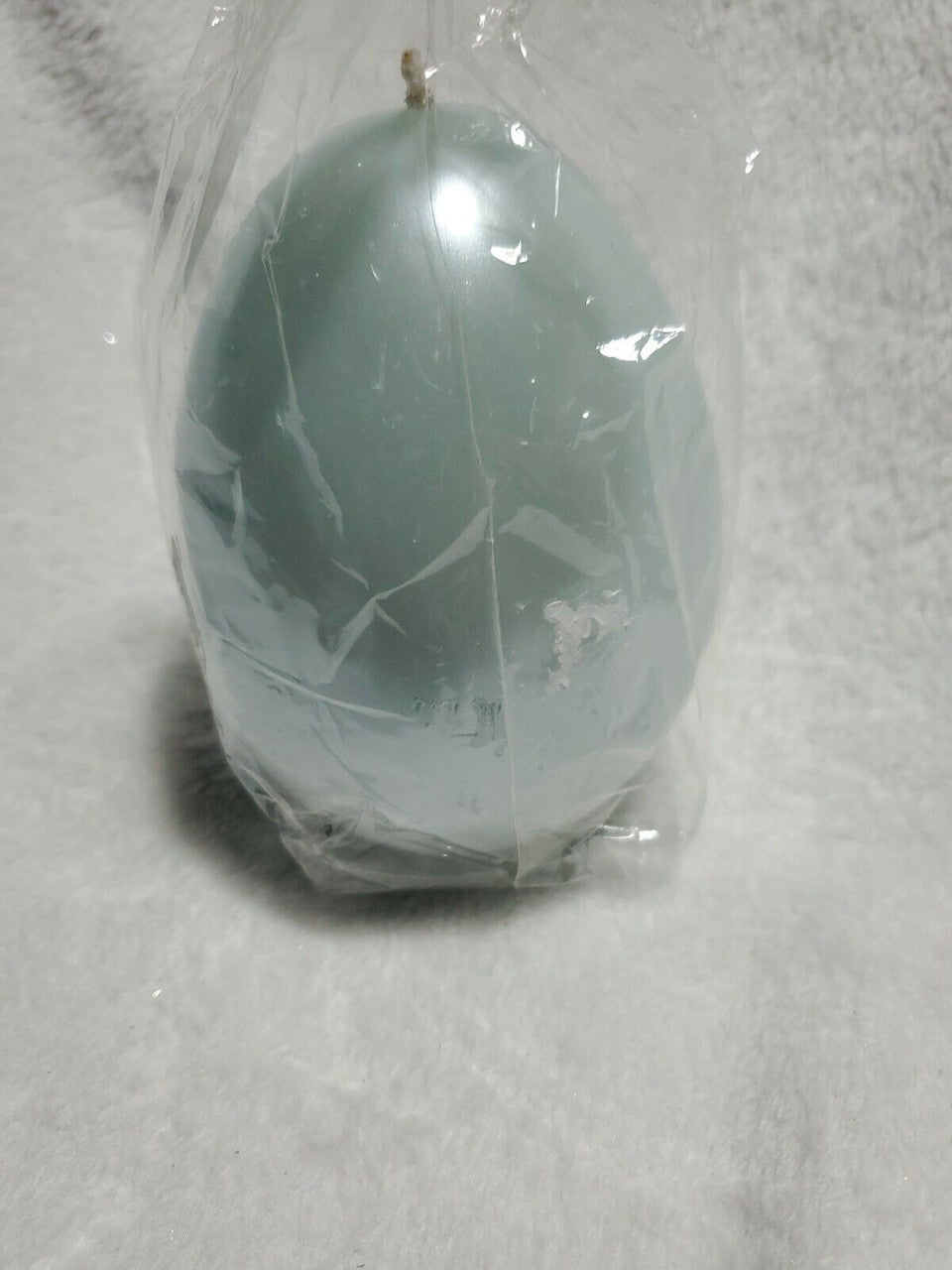 Light Blue Egg Shaped Wax Candle – Pottery Barn Decor 5.2" Tall