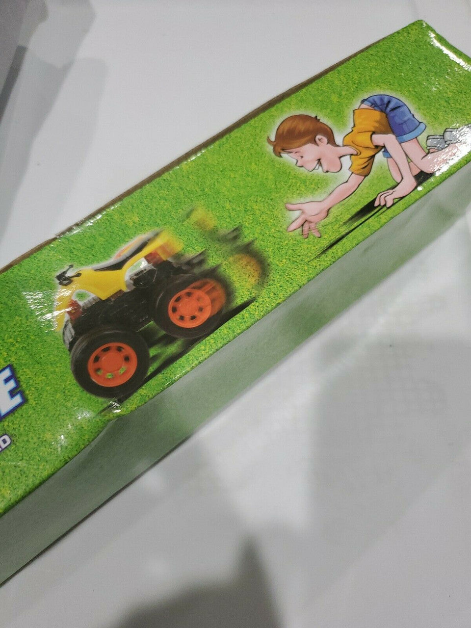 Friction powered 4WD jeep and monster truck toy set in packaging