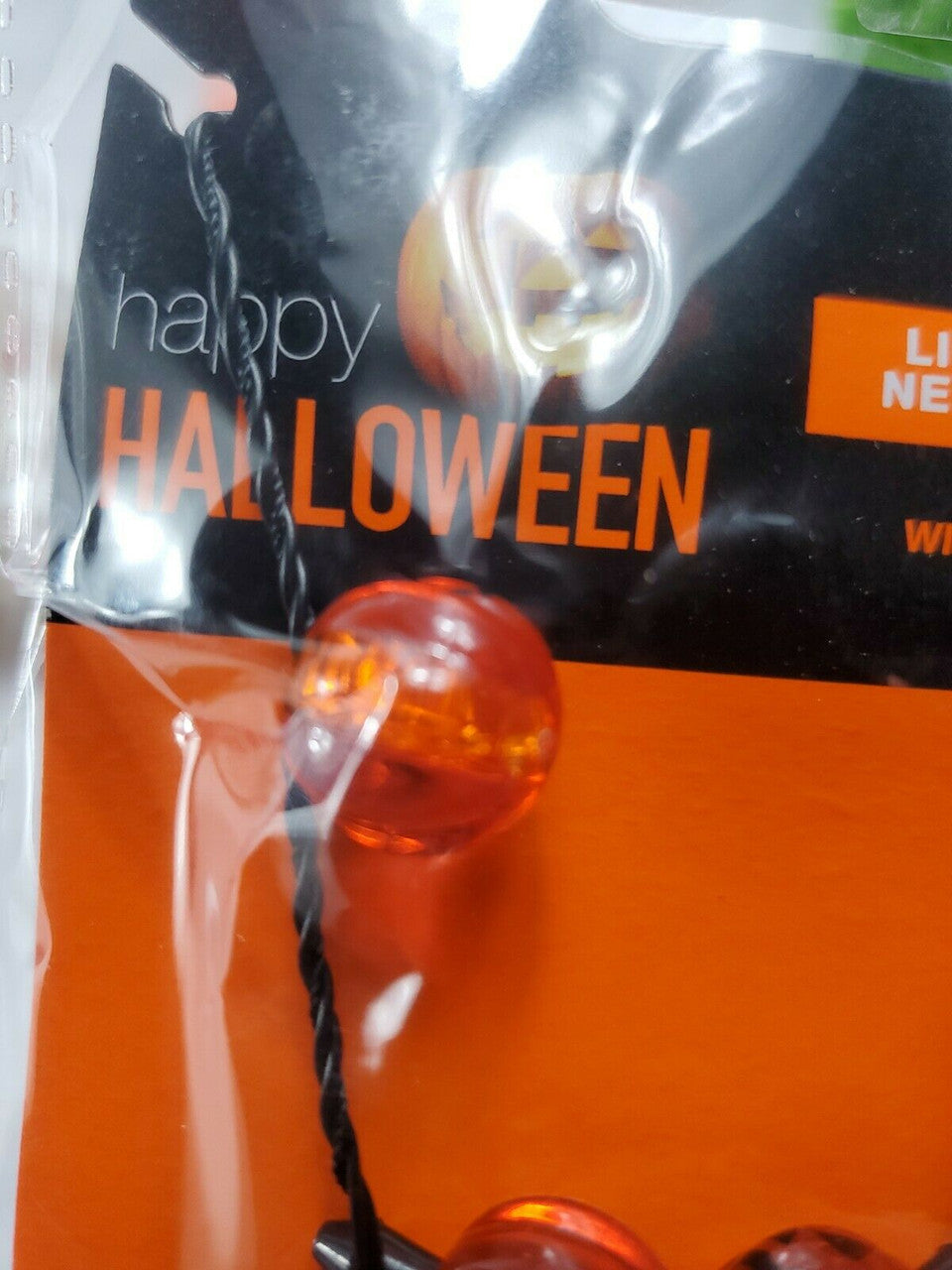 Happy Halloween Light-Up Jack-o'-Lantern Necklace 33 in Pumpkin Spooky Lot Of 2