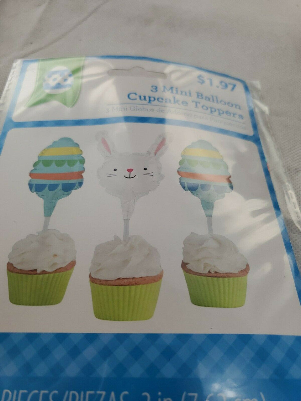 Mini Balloon Cupcake Toppers Easter Bunny Egg 3 Pack Lot of 2 Colorful