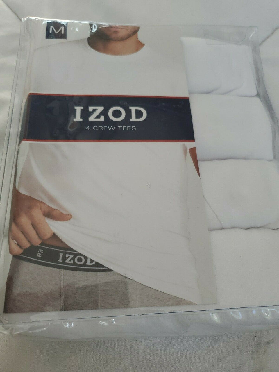 IZOD 4 pack White Classic Fit Crew Neck T-shirt Tee Soft Cotton Tag Free M