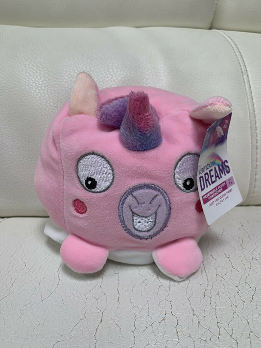 Rainbow Dreams Reversible Plush Character Pink And White