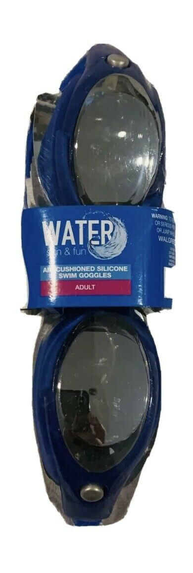 Water Sun And Fun UV Protection Silicone Head Strap Adult Swim Goggles Silver
