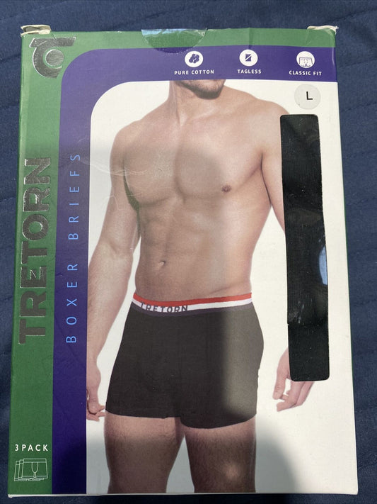 Tretorn 3 pack black boxer briefs size L