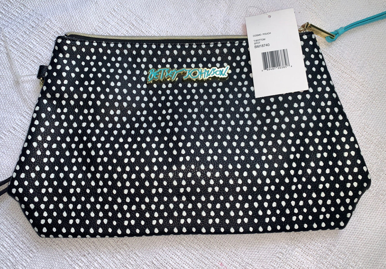 Betsey Johnson Black/white Polka Dot Cosmo Pouch