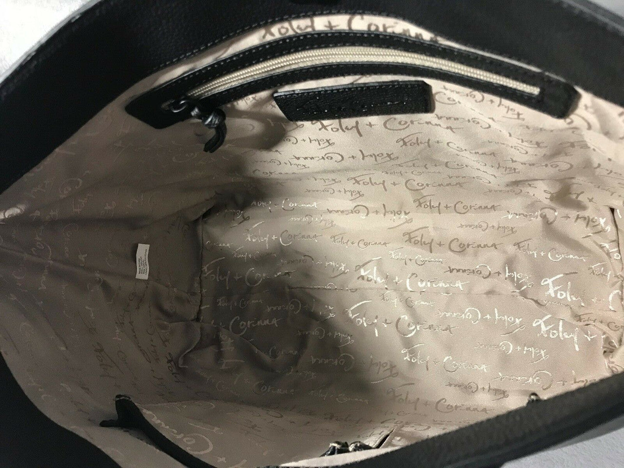 Foley + Corinna Ashlyn Genuine Leather Tote Bag Black White Design