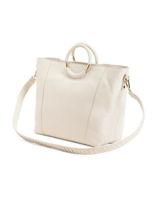 KOOBA Leather Tote With Crossbody Strap Nevis Tote Gardenia lacing gun metal