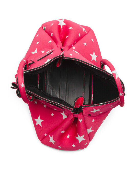 VIA VICTORIA Italy Stars Detail Satchel Fuchsia white stars