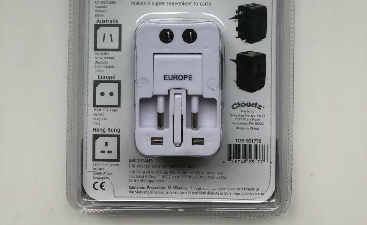 Cloudz Travel Adapter Electric Conversion Worldwide Works In 150 Countries