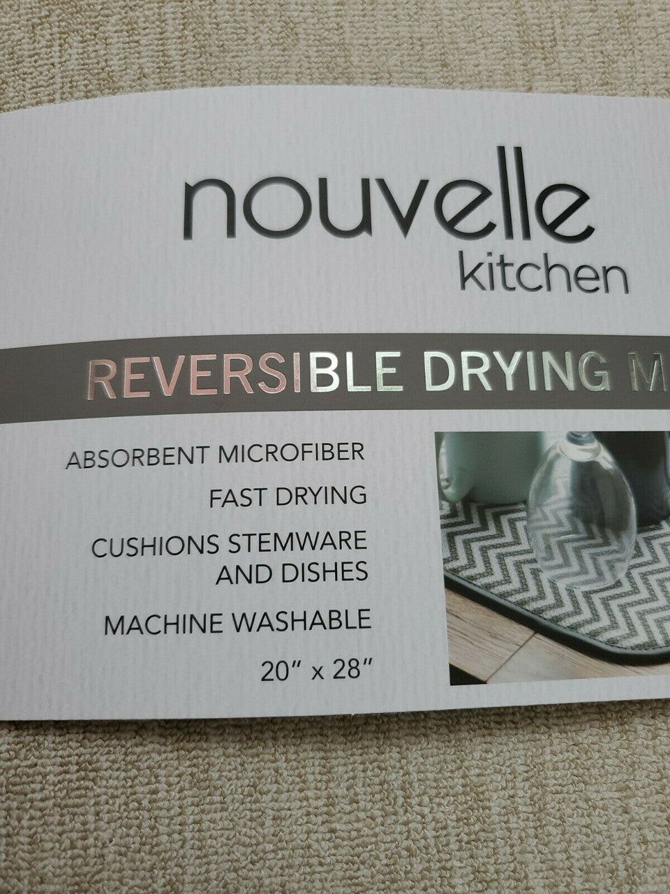 Nouvelle  Kitchen Reversible Drying Mat. 20×28 BEIGE