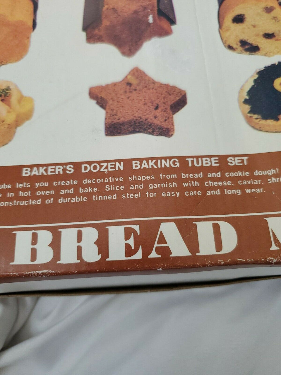 Vintage Bread Molds Bakeware 3 pc Bakers Dozen Baking Tube Set heart star flower