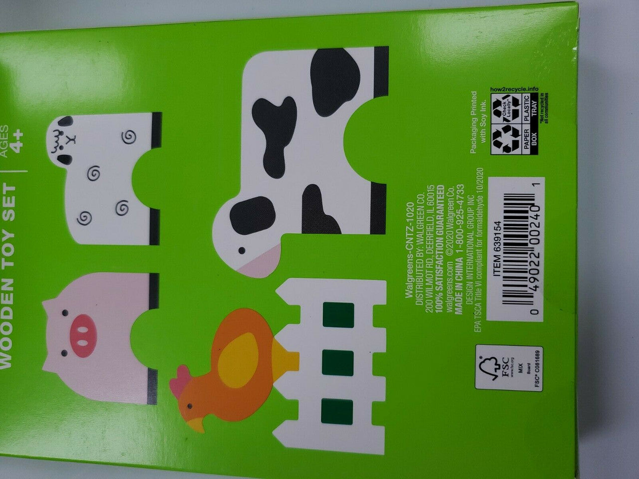 Set of 8 Wooden stacking Farm blocks pig cow chicken sheep