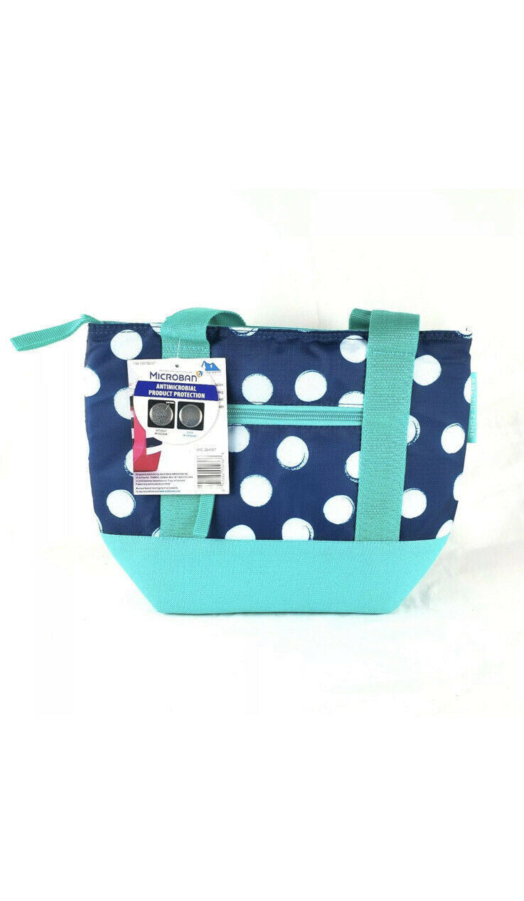 Artic Zone Insulated Tote Antimicrobial Protection Polka dots 8 cans