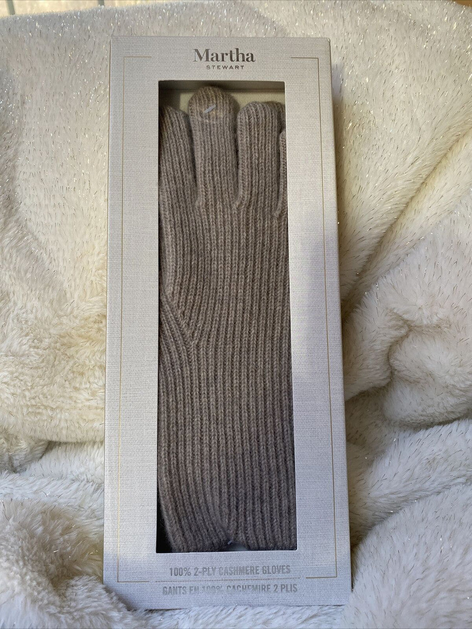 Martha Stewart Taupe or Black 100% 2-ply Cashmere Gloves One Size