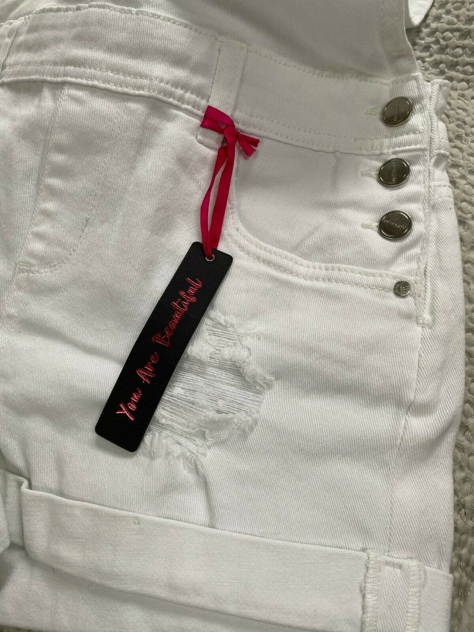 DOLLHOUSE Juniors Shortalls WHITE Distressed 9 11  jeans cotton spandex