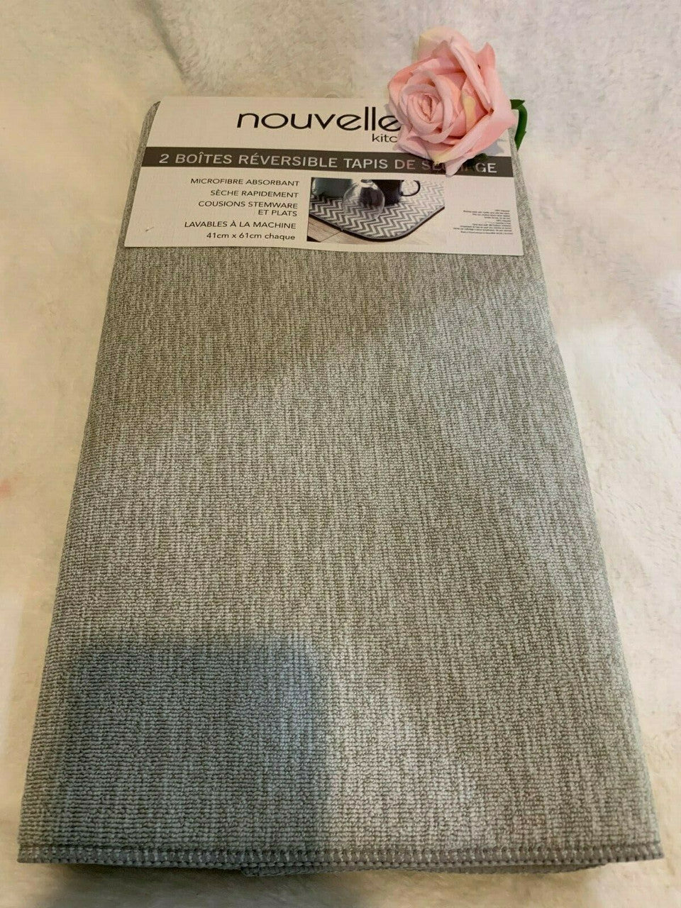 Nouvelle Kitchen Utensils Dish Drying Mat 2 pcs Reversible Microfiber VARIATIONS