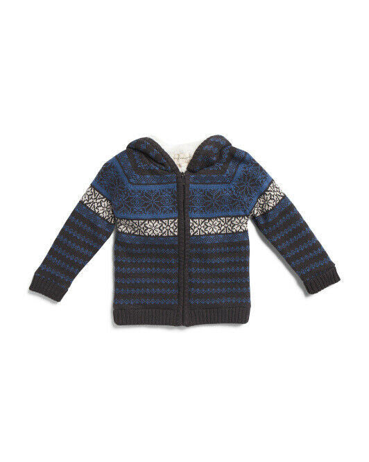 RORIE WHELAN Toddler Boys Zip Jacquard Cardigan Sweater charcoal heather Size 5