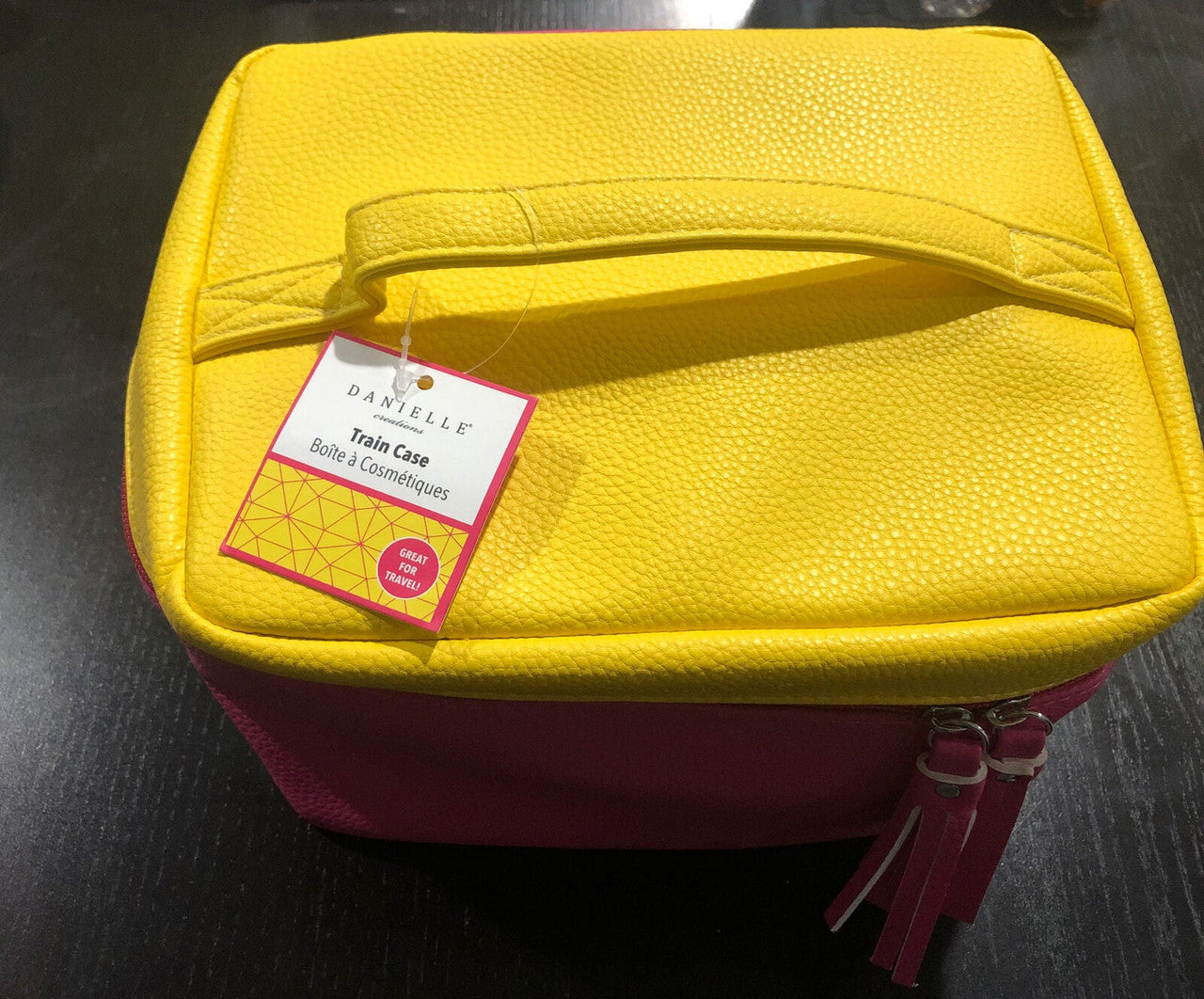 Danielle Creations Train Travel Organizer Cosmetics Case Pink Yellow