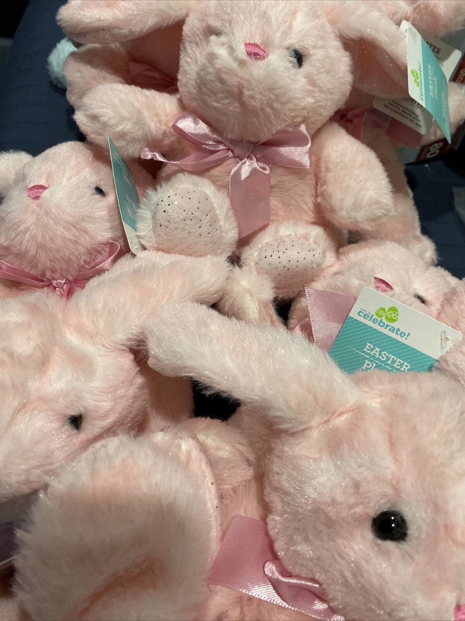 Pink W Glitter Plush Bunny Rabbit 10”