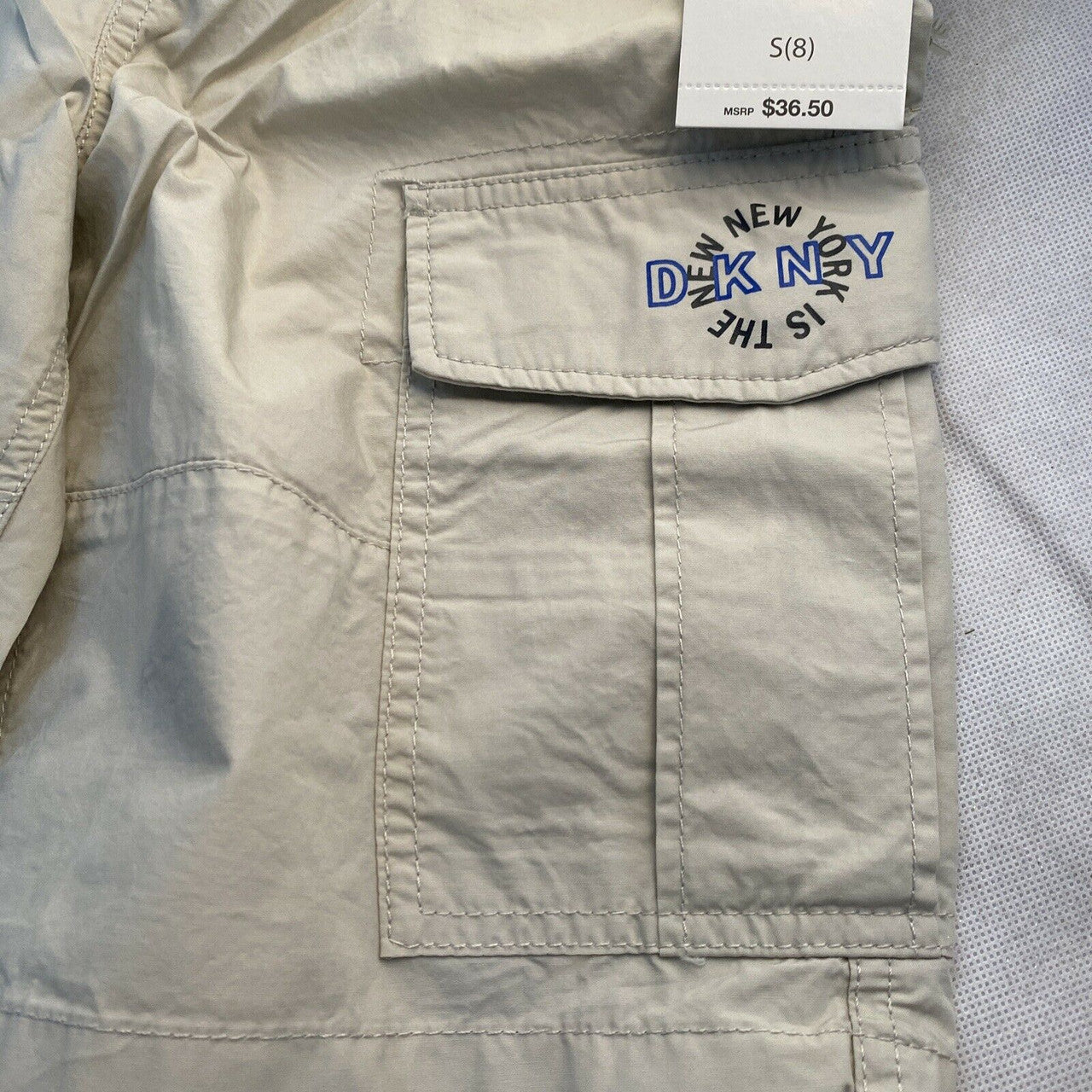 DKNY Stone Color Cargo shorts  Big Boys Size S (8)  100% Cotton