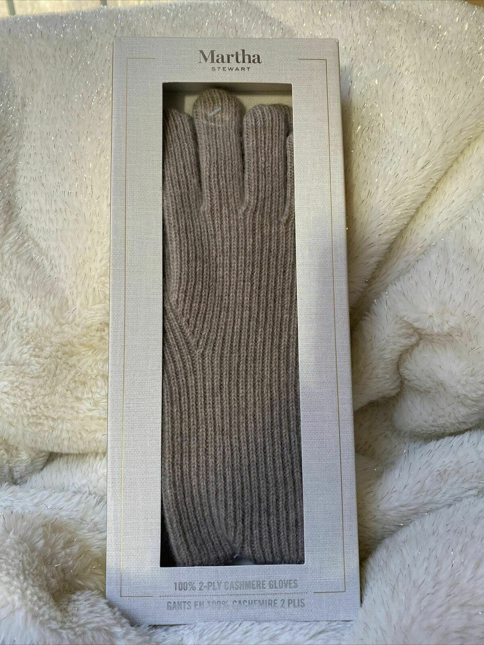 Martha Stewart Taupe or Black 100% 2-ply Cashmere Gloves One Size