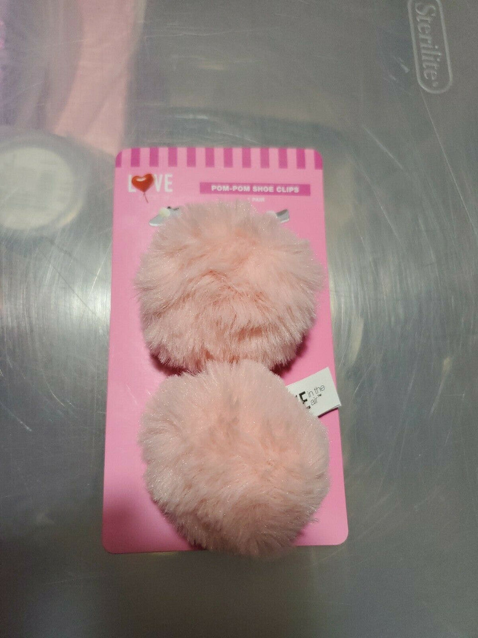 Love in the air Pom Pom Shoe Clips a Pair of Pink Puffs Faux Fur