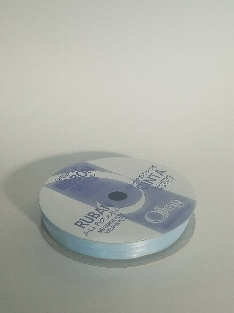 OFFRAY 1/8” POWDER BABY BLUE SATIN RIBBON 20 YARDS 0079856043721