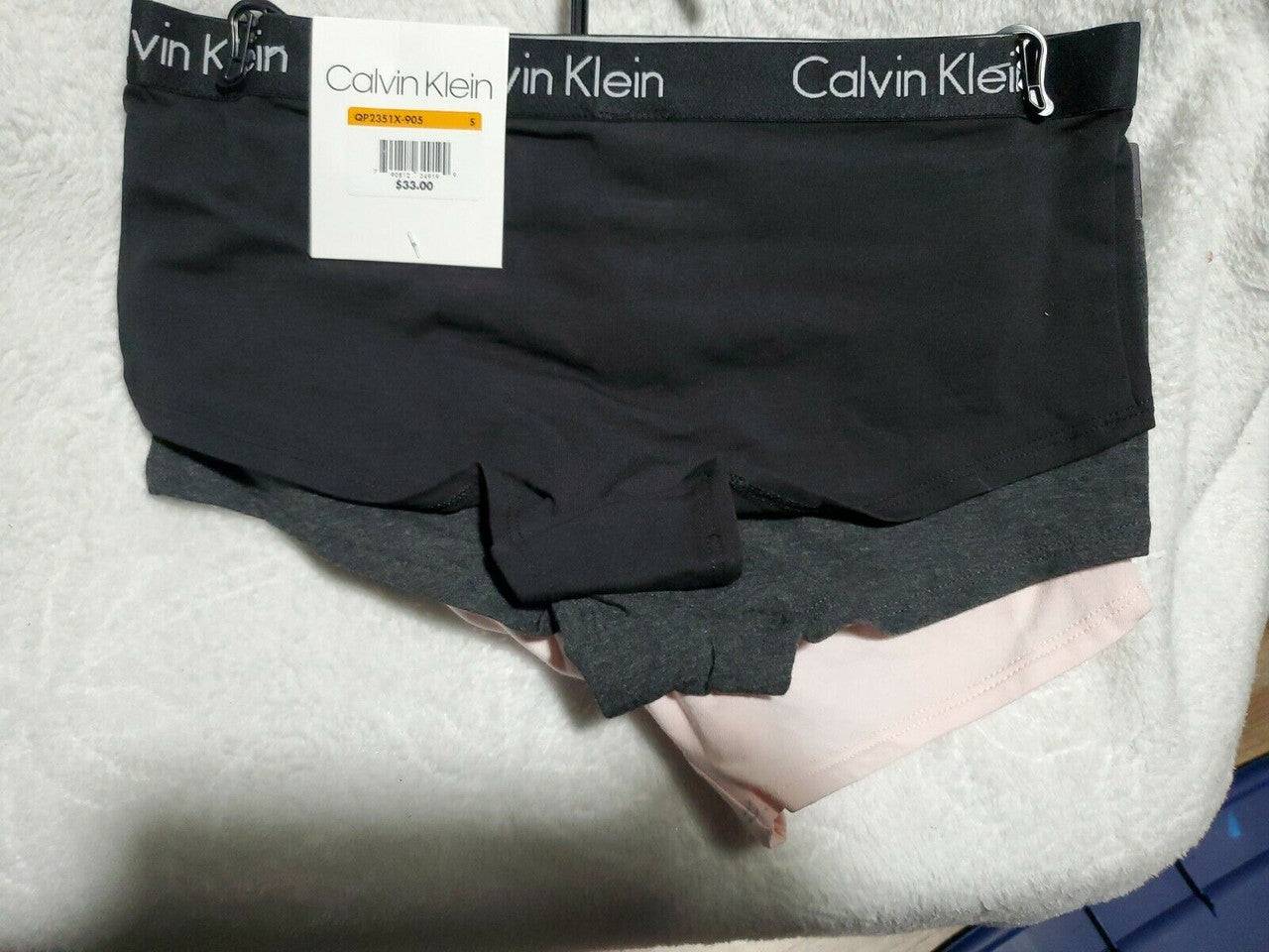 Calvin Klein 3 Pack Black Gray Heather Boyshort Panties Small