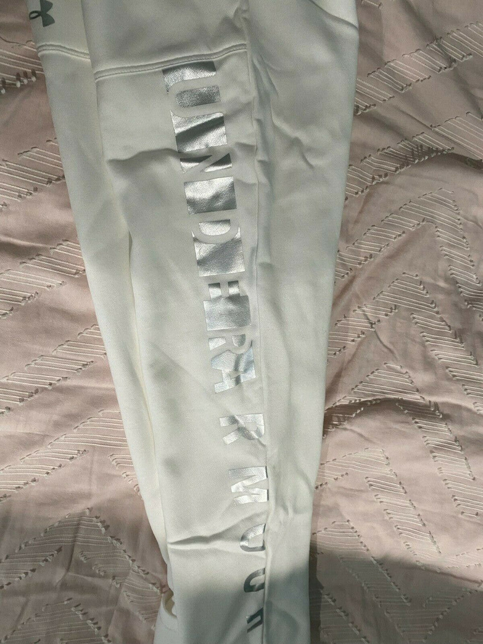 Under Armour women rival fleece pants joggers white silver XL