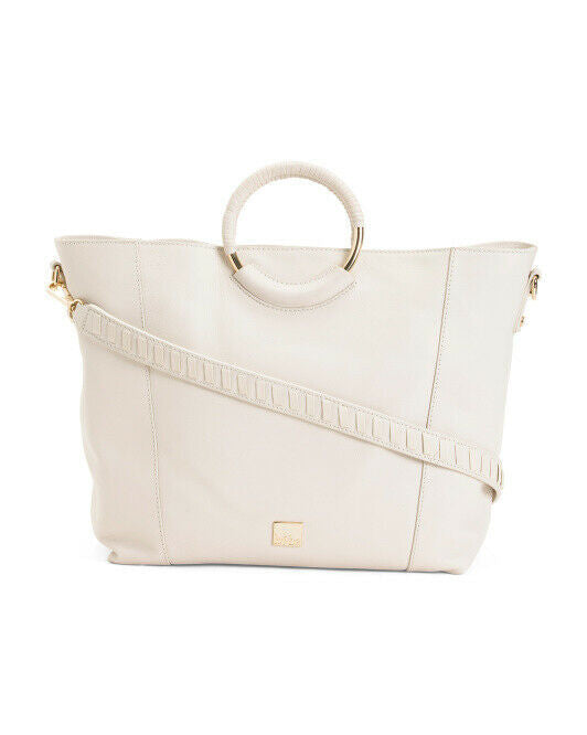 KOOBA Leather Tote With Crossbody Strap Nevis Tote Gardenia lacing gun metal