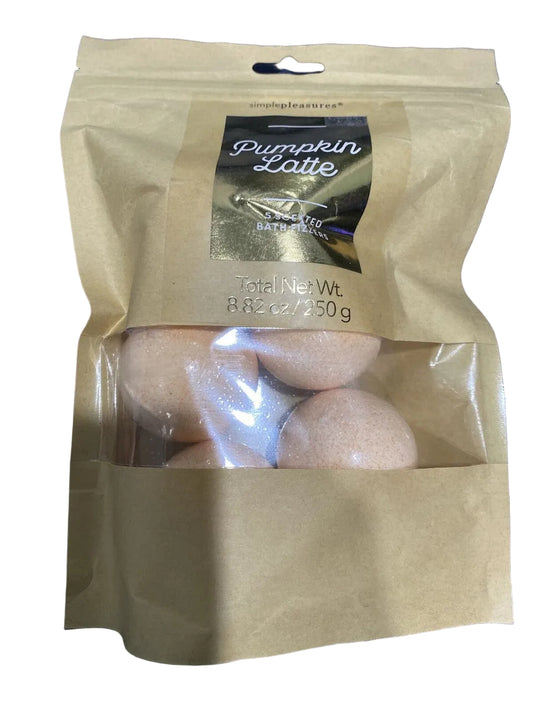 Simple Pleasures PUMPKIN LATTE 5 Scented Bath Fizzers Orange 8.82 oz/250g
