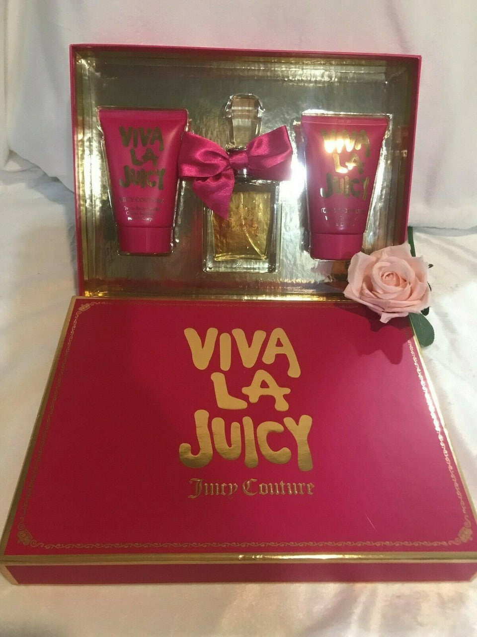 Viva La Juicy 3 PC Set Eau De Toilette Spray Body Souffle Shower Gel