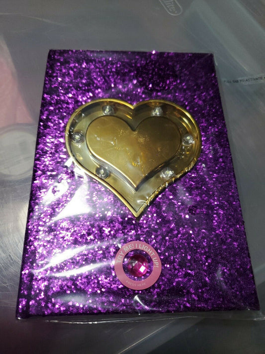 Love In The Air Lite Up NoteBook Sequins Purple Gold Heart Write Feelings