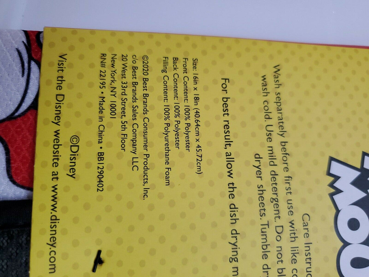 Disney Kitchen Dish Drying Mat - Ultra Absorbent Reversible Microfiber