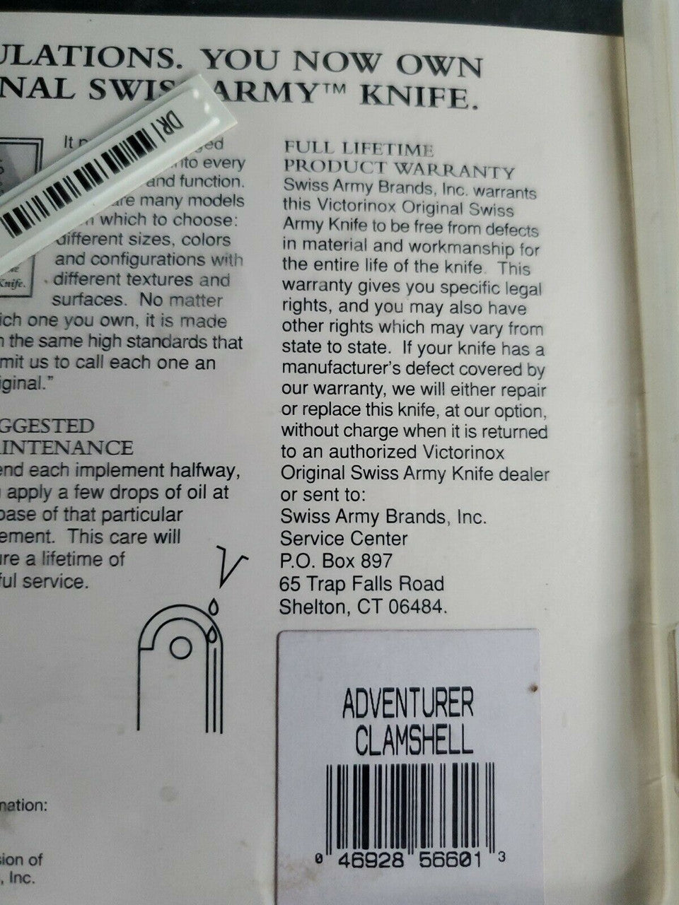 Original Victorinox "Adventurer" Swiss Army Knife Slide-Locking Model