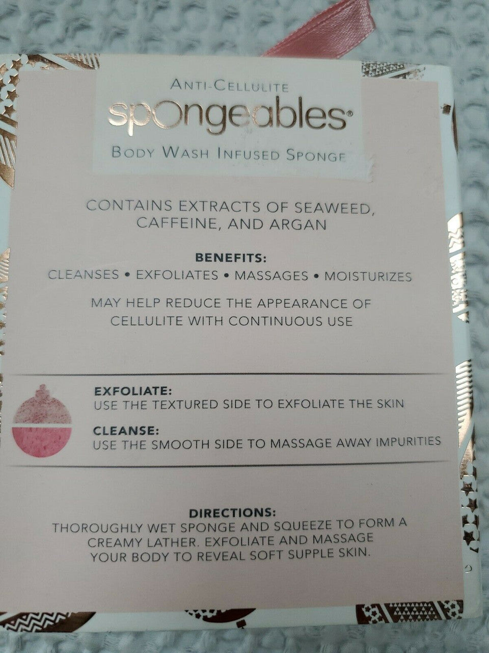 Spongeables Anti-Cellulite Body Wash Sponge Candied Cranberries 20 +washes 2 oz