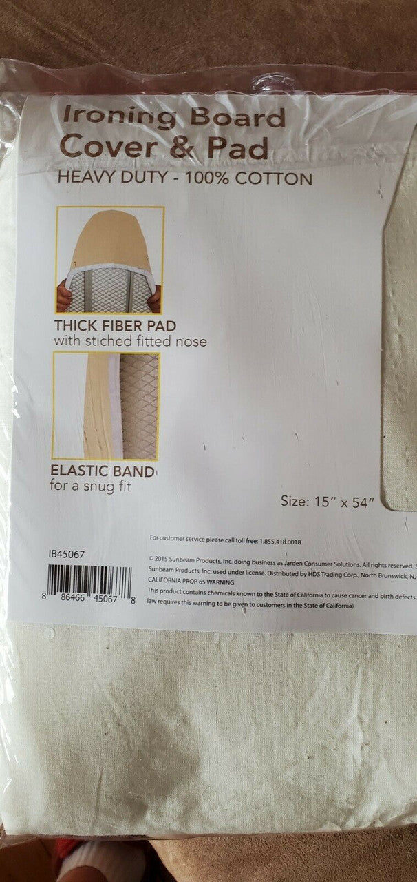 Sunbeam 15" x 54" Scorch Resistant Ironing Iron Board Cover and Pad- IB45095